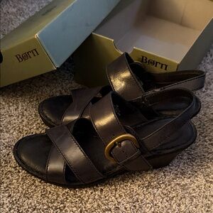 Vintage Born Black Leather Sandals